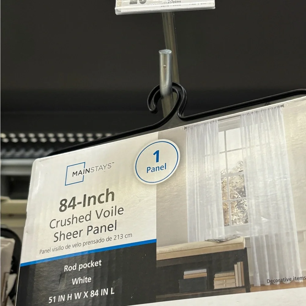 SET OF 2 Mainstays White Crushed Voile Sheer Panels